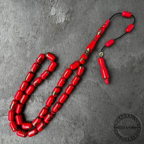 7x11mm Yaldızlı Kırmızı Kapsül Model Arizona Katalin Tesbih