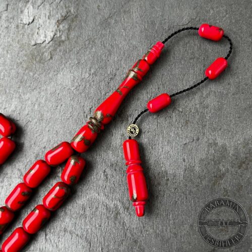 7x11mm Yaldızlı Kırmızı Kapsül Model Arizona Katalin Tesbih