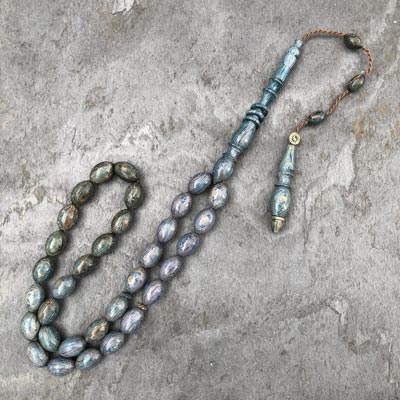 8x12mm Mavi Stabilize Urlu Meşe Ağacı Tesbih – SA20