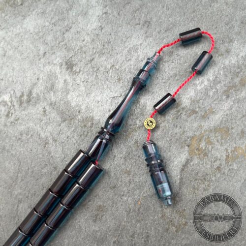 7x11mm Zümrüt Yeşili Sıkma Kehribar Kesme Model Tesbih