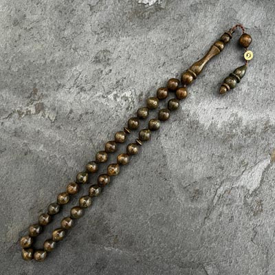 7x8mm Küçük Boy Uçlu Küre Model Yeşil Pelesenk Ağacı Tesbih