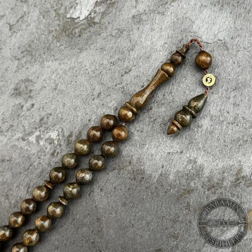 7x8mm Küçük Boy Uçlu Küre Model Yeşil Pelesenk Ağacı Tesbih