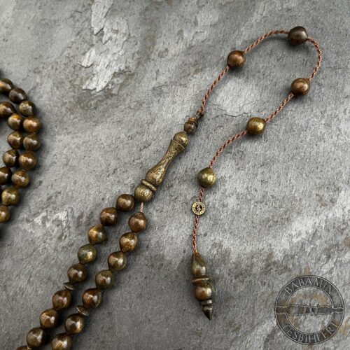 7x8mm Yeşil Pelesenk Ağacı Uçlu Küre Model 99’luk Tesbih