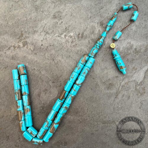 7x11mm Yaldızlı Firuze Renk Kesme Model Arizona Katalin Tesbih