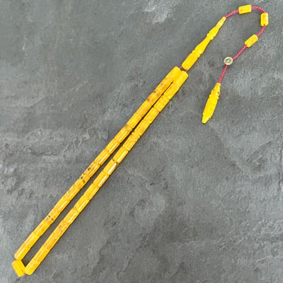 5,5×9,5mm Sarı Hareli Kesme Model Tesbih