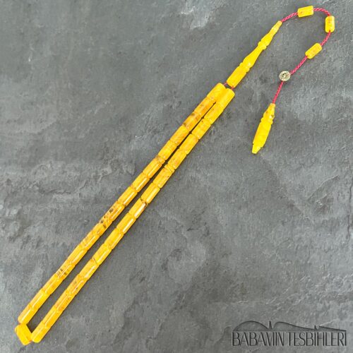5,5×9,5mm Sarı Hareli Kesme Model Tesbih