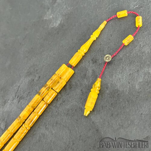 5,5×9,5mm Sarı Hareli Kesme Model Tesbih