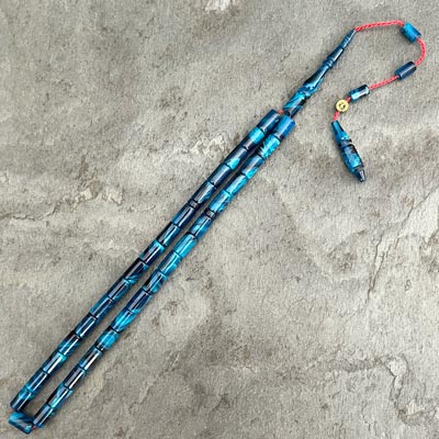 5,5×9,5mm Mavi Siyah Kesme Model Tesbih