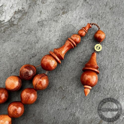 11x12mm Kırmızı Demir Ağacı Tesbih – Uçlu Küre Maskot (Efe) Model