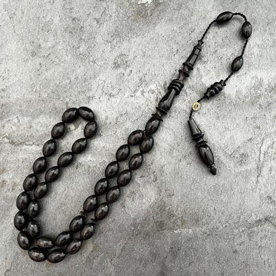 8x12mm Halkalı İmameli Abanoz Ağacı Tesbih