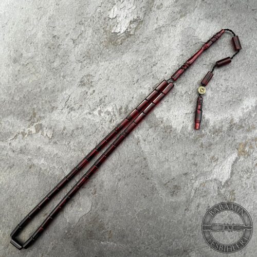 4x10mm Kırmızı Siyah Süzme Dizim Kesme Model Tesbih