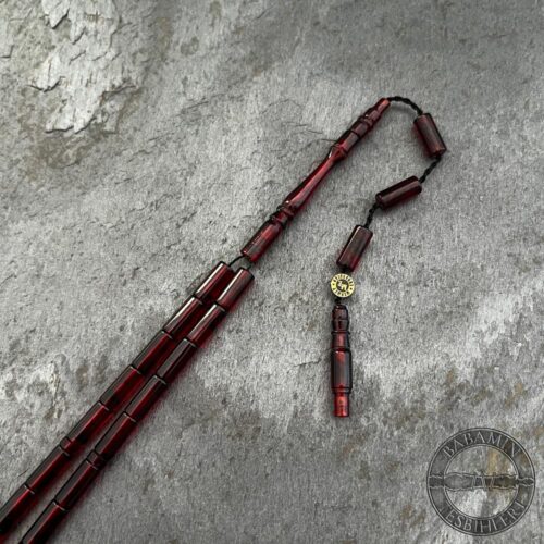 4x10mm Kırmızı Siyah Süzme Dizim Kesme Model Tesbih