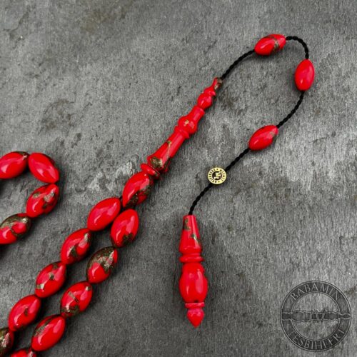 7x11mm Yaldızlı Kırmızı Beyzi Model Arizona Katalin Tesbih