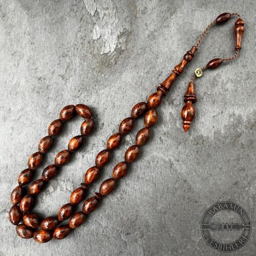 8x12mm Halkalı İmame ve Hitame İşçilikli Yılan Ağacı Tesbih