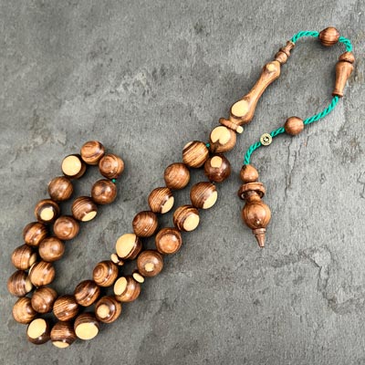 Havşa Delim Çift Renk Afrika Sandal Ağacı Tesbih – Halkalı İmame ve Hitame
