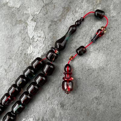 11x13mm Karışık Koyu Renkli Kapsül Model Sıkma Kehribar Tesbih