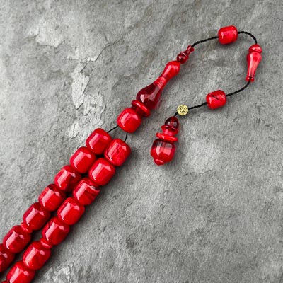 11x13mm Nar Çiçeği Rengi Kapsül Model Sıkma Kehribar Tesbih