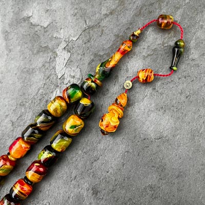 11x13mm Renkli Kapsül Model Sıkma Kehribar Tesbih