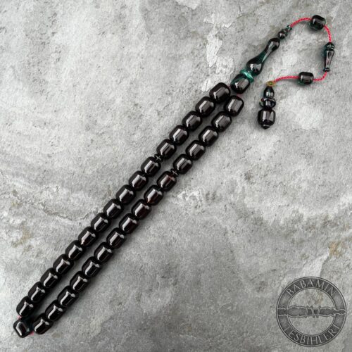 11x13mm Yeşil Yansımalı Siyah Kapsül Model Sıkma Kehribar Tesbih