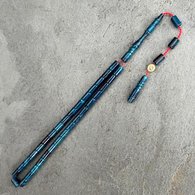 4x7mm Mavi Siyah Küçük Boy Kesme Model Tesbih