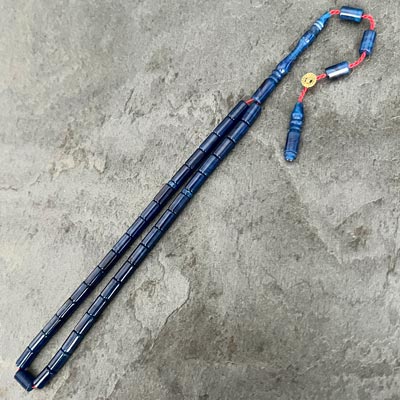 4x7mm Mavi Siyah Küçük Boy Kesme Model Tesbih