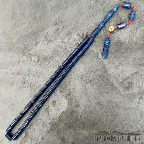 4x7mm Mavi Siyah Küçük Boy Kesme Model Tesbih