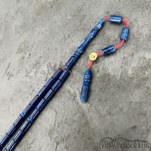 4x7mm Mavi Siyah Küçük Boy Kesme Model Tesbih