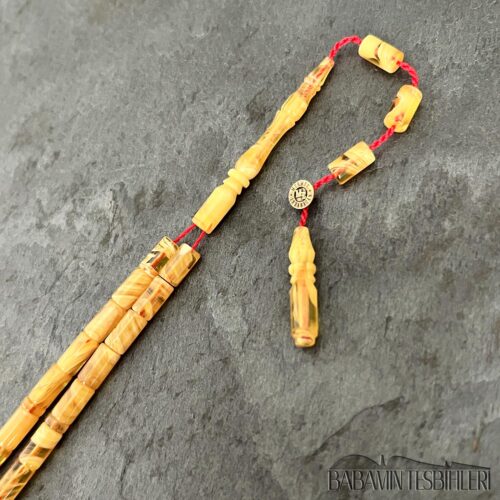 4x7mm Sarı Hareli Küçük Boy Kesme Model Tesbih
