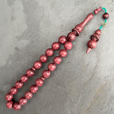 11x12mm Mor Gül Ağacı Tesbih – Havşa Delim ve Halka İşçilikli