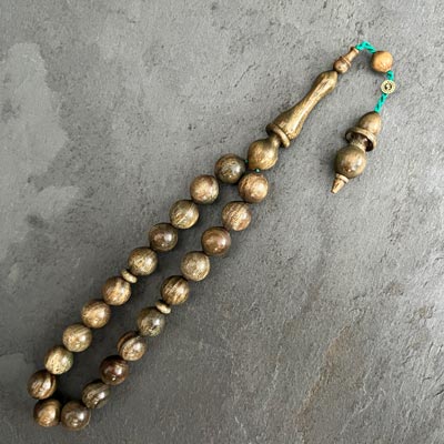 11x12mm Yeşil Pelesenk Ağacı Tesbih – Havşa Delim ve Halka İşçilikli