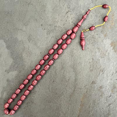 7,x5x10,2mm Yumurta Model Mor Gül Ağacı Tesbih