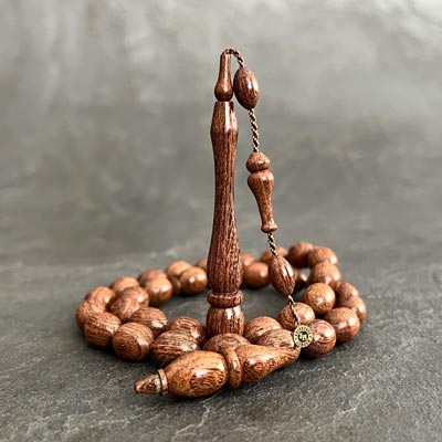 9x12mm Sülün İmameli Kahverengi Abanoz Ağacı Tesbih