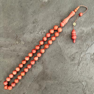 8x8mm Küçük Boy Uçlu Küre Model Pembe Fildişi Ağacı Tesbih