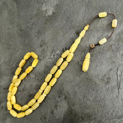 6×12,5mm Kapsül Model Damla Kehribar Tesbih