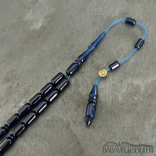 5,5×9,5mm Lacivert Sıkma Kehribar Kapsül Model Tesbih