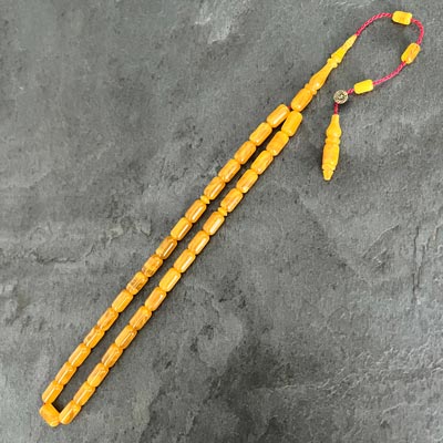 5,5×9,5mm Sarı Hareli Sıkma Kehribar Kapsül Model Tesbih