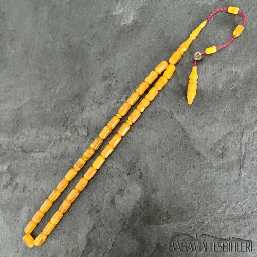 5,5×9,5mm Sarı Hareli Sıkma Kehribar Kapsül Model Tesbih