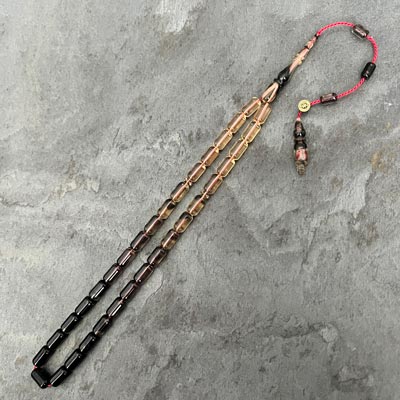 5,5×9,5mm Dumanlı Süzme Dizim Sıkma Kehribar Kapsül Model Tesbih