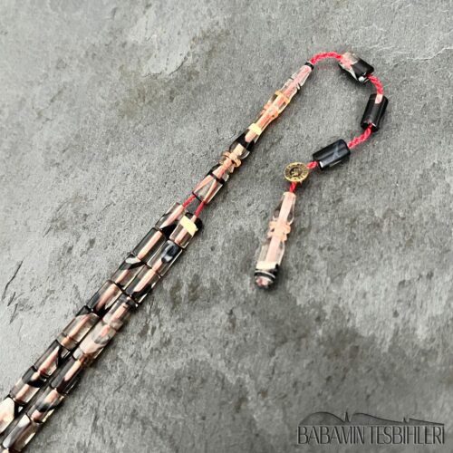 4x7mm Siyah Hareli Küçük Boy Kesme Model Tesbih
