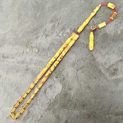 4x7mm Hareli Sarı Süzme Dizim Küçük Boy Kesme Model Tesbih