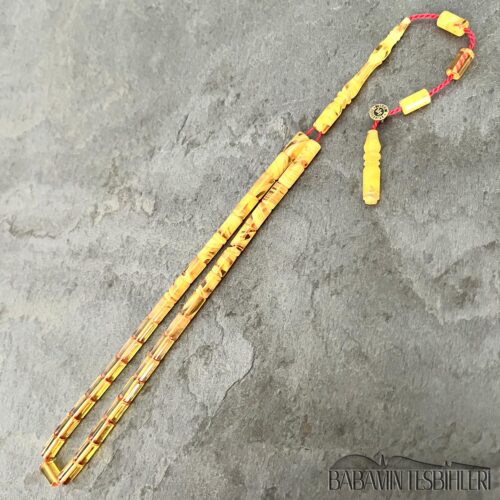 4x7mm Hareli Sarı Süzme Dizim Küçük Boy Kesme Model Tesbih