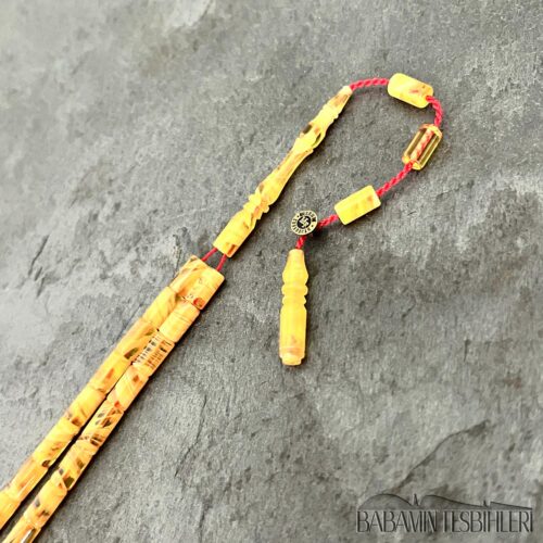 4x7mm Hareli Sarı Süzme Dizim Küçük Boy Kesme Model Tesbih