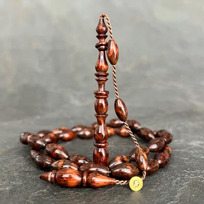 6,5×12,5mm Koleksiyonluk Halkalı İmameli ve Düğümlüklü Yılan Ağacı Tesbih