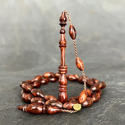 6,5×12,5mm Klasik Halkalı İmameli Yoğun Hareli Yılan Ağacı Tesbih